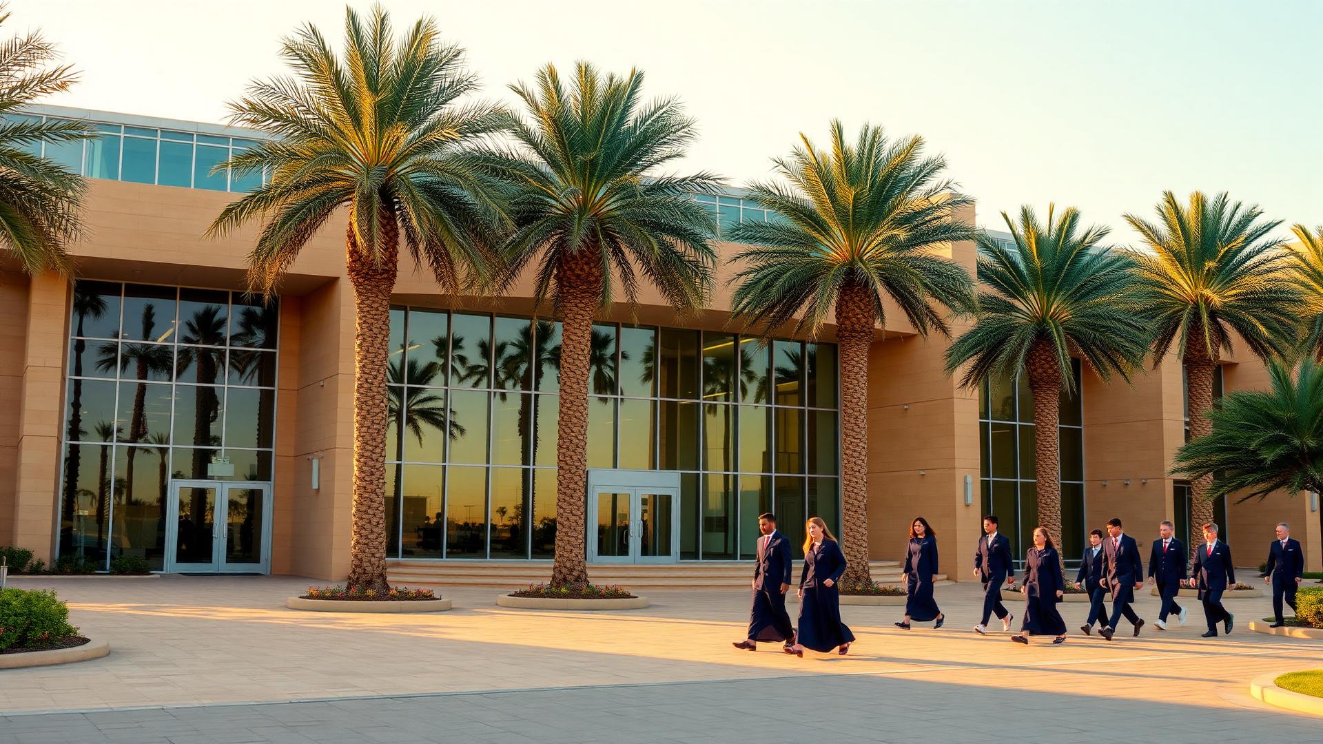 GEMS British School campus exterior at golden hour